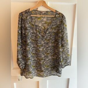 Banana Republic Zebra Print Blouse - Black, White, Yellow